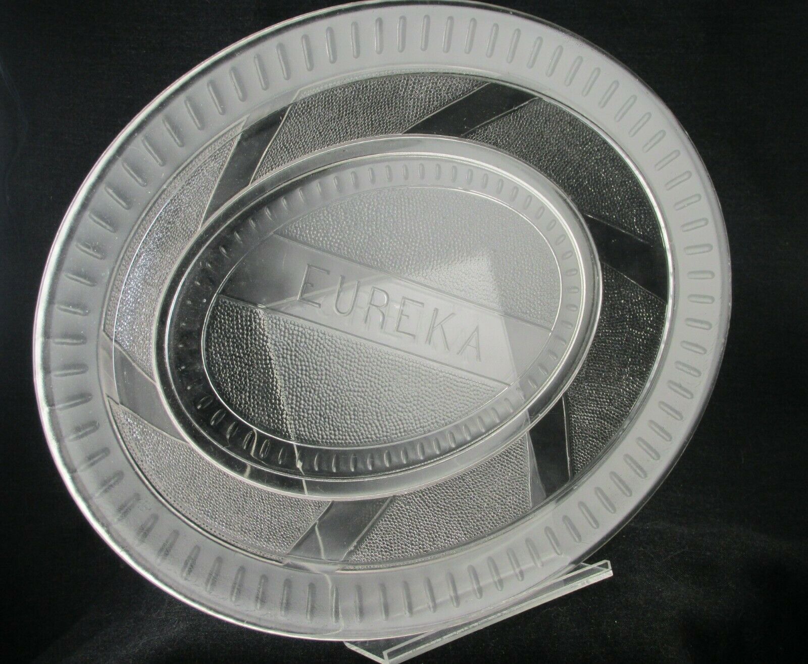 1870s Eureka Eapg Bread Platter Clear Pressed Glass Ripley 11.5 Inches Long