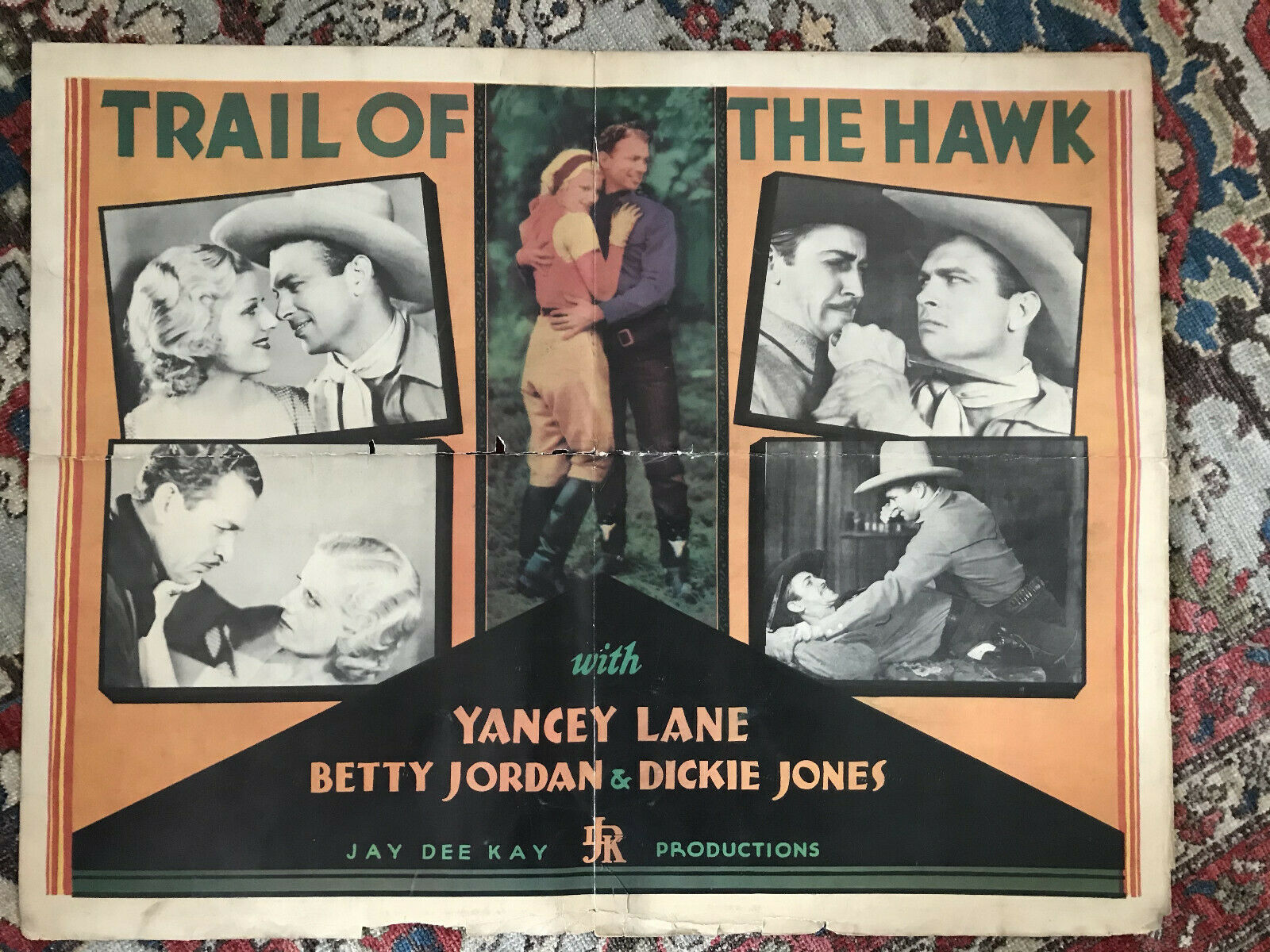 Trail Of The Hawk 1935 Jay-dee-kay 22x28" Western Yancy Lane Betty Jordan