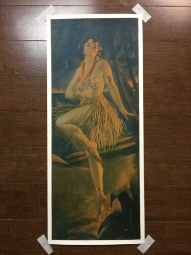 Alfred Everitt Orr - Hula Girl (1914) 9.25" X 23.25" Chromolithograph Poster Lb