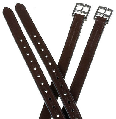 54" Length Adult English Saddle Stirrup Leathers Dark Brown Leather For Stirrups