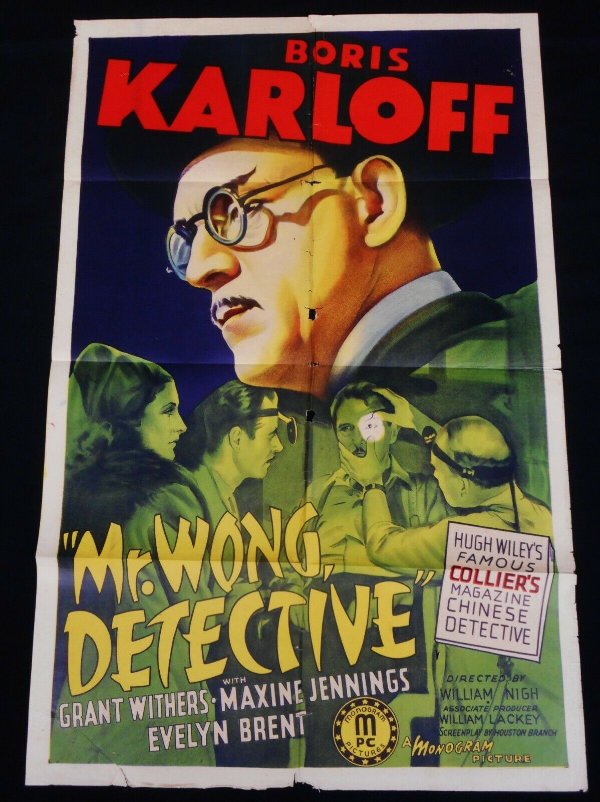 Mr. Wong, Detective 1938 * Boris Karloff * Stunning Poverty Row Stone Litho!!